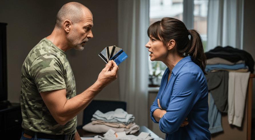 Couple dealing with credit card debt